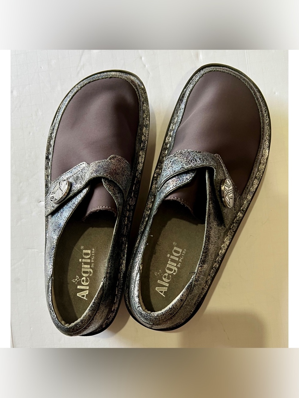 Alegria Den-735 metallic gray and plum slip on shoes US Women’s 8.5 EU 39 - Picture 9 of 12